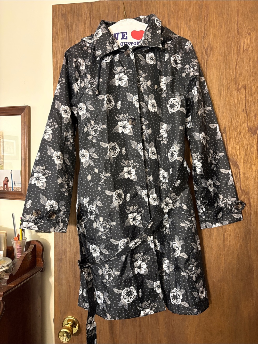 Capelli of New York Black and White Floral Utility Jacket